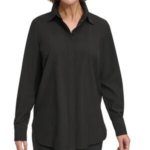DKNY Women's Black Button Down Shirt